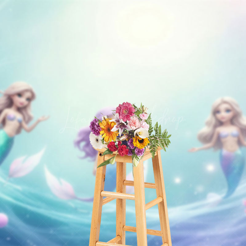 Lofaris Color Undersea Coral Mermaid Cake Smash Backdrop
