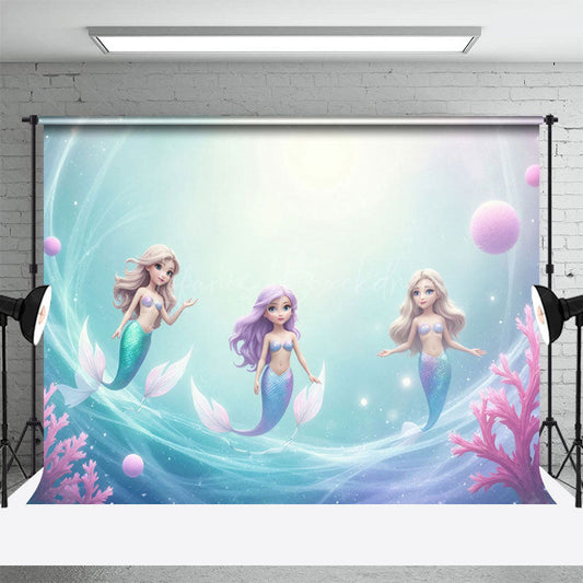 Lofaris Color Undersea Coral Mermaid Cake Smash Backdrop