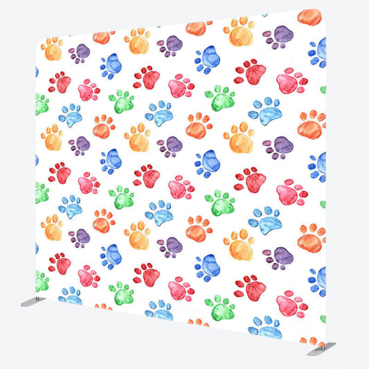 Lofaris Color Watercolor Pet Paw Print Square Tension Backdrop