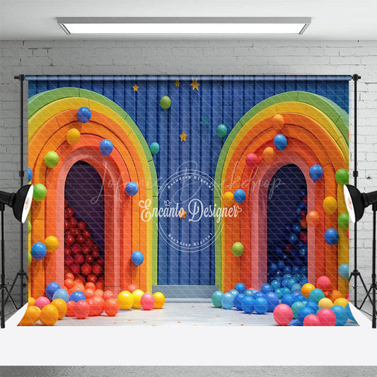 Lofaris Colored Balls Blue Arch Wall Cake Smash Backdrop