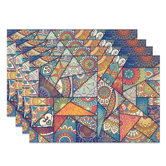 Lofaris Colored Vintage Tribal Pattern Set Of 4 Placemats