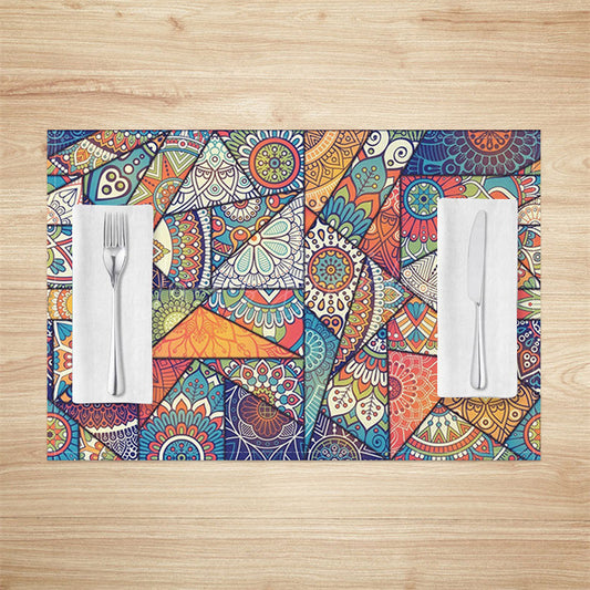Lofaris Colored Vintage Tribal Pattern Set Of 4 Placemats