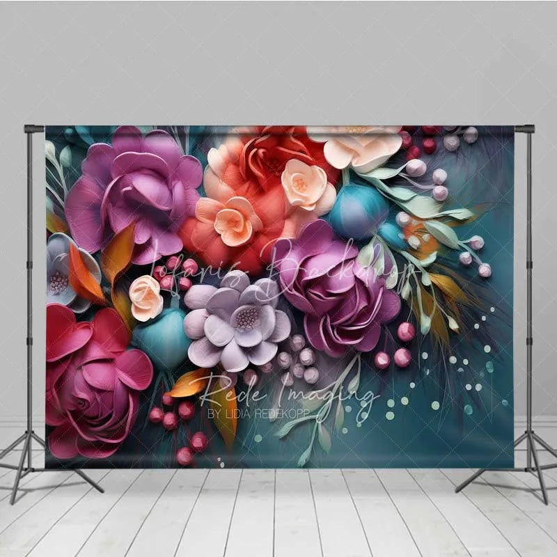 Lofaris Colorful 3D Floral Photography Backdrop Vibrant Spring Flower Bloom Photo Background Garden Nature Art Booth Prop