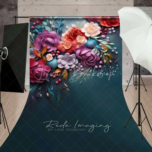 Lofaris Colorful 3D Floral Sweep Photo Backdrop Vibrant Spring Flower Bloom Background Garden Nature Art Floor Prop