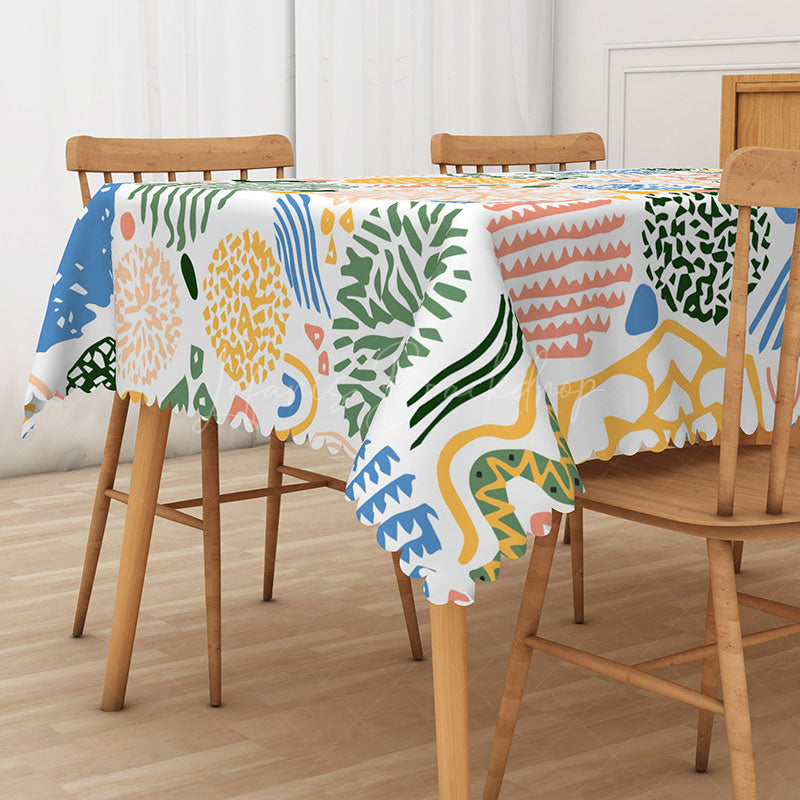 Lofaris Colorful Abstract Art Tablecloth Modern Expressionist Painting Design for Creative and Eclectic Decor