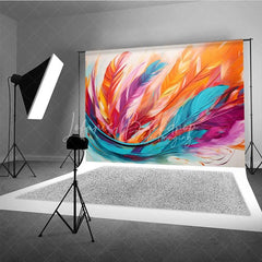 Lofaris Colorful Abstract Feather Photography Backdrop Orange Pink Teal Texture Photo Background Modern Art Swirl Booth Prop