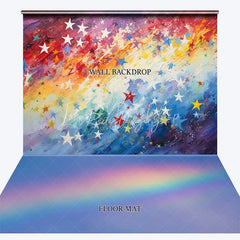 Lofaris Colorful Abstract Rainbow Stars Combo Set Backdrop Paint Strokes for Birthday Party Photo Shoot