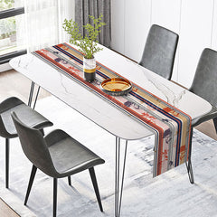 Lofaris Colorful Abstract Table Runner with Stripes and Botanical Plants for Modern Artistic Dining