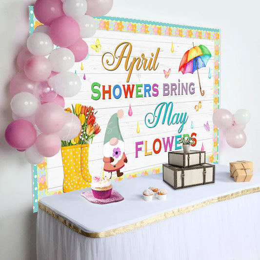 Lofaris Colorful April Showers Bring May Flower Backdrop