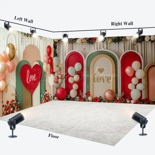 Lofaris Colorful Arch Balloon Valentines Day Room Set Backdrop