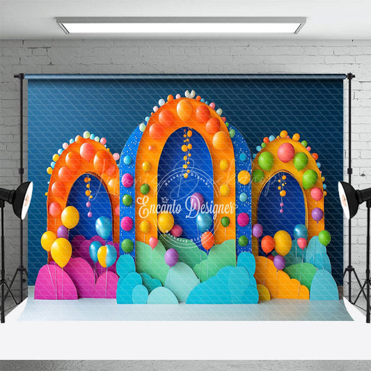 Lofaris Colorful Arch Outline Balloons Cake Samsh Backdrop