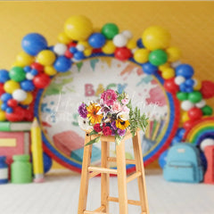 Lofaris Colorful Art Class Back To School Backdrop Paint Splatter Scissors Balloons Background Student Photography Prop