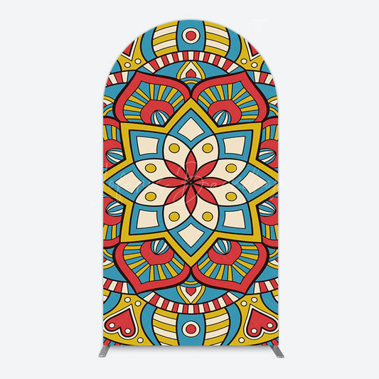 Lofaris Colorful Artistic Floral Mandala Lohri Arch Backdrop
