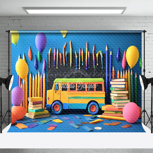 Lofaris Colorful Back To School Chalkboard Photography Backdrop