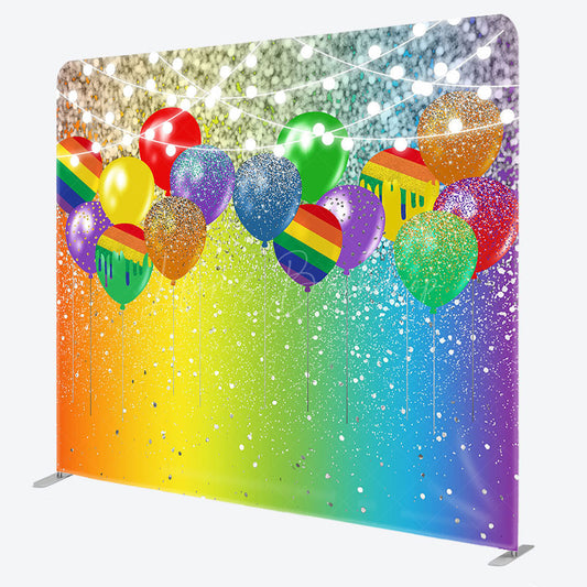 Lofaris Colorful Balloons Glitter Lighted Square Backdrop