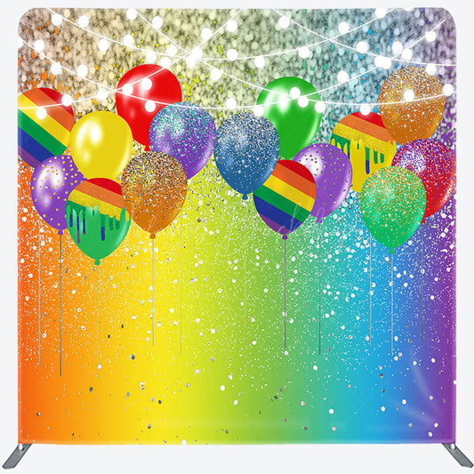 Lofaris Colorful Balloons Glitter Lighted Square Backdrop