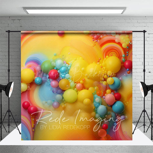 Lofaris Colorful Beads Rainbow Trip Cake Smash Photo Backdrop