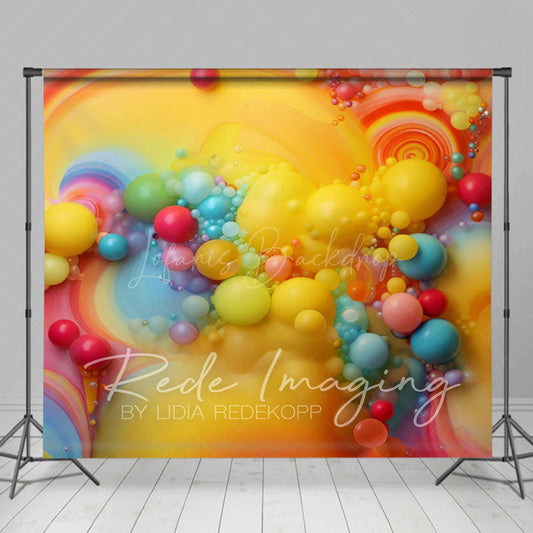 Lofaris Colorful Beads Rainbow Trip Cake Smash Photo Backdrop