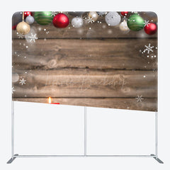 Lofaris Colorful Bells Snowy Wooden Bokeh Christmas Backdrop