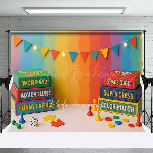 Lofaris Colorful Board Games Sweet Flags Cake Smash Backdrop