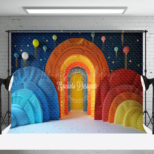 Lofaris Colorful Boho Rainbow Arch Cake Smash Photo Backdrop