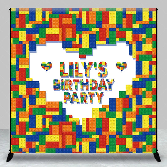Lofaris Colorful Building Block Custom Backdrop Personalized Birthday Party Decor for Kids
