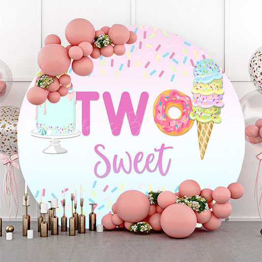 Lofaris Colorful Candy Ice Cream Two Sweet Round Backdrop