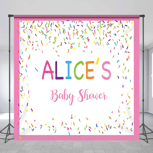 Lofaris Colorful Candy Pink Custom Name Baby Shower Backdrop