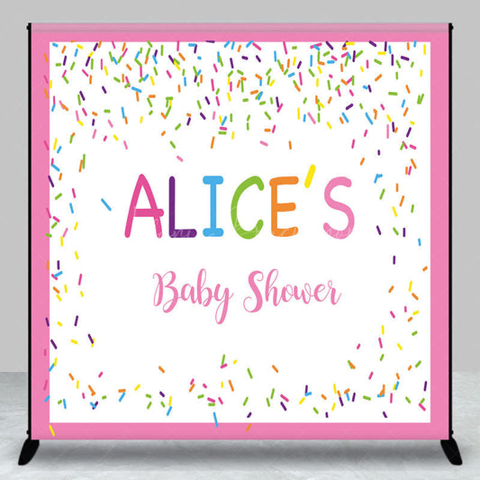 Lofaris Colorful Candy Pink Custom Name Baby Shower Backdrop