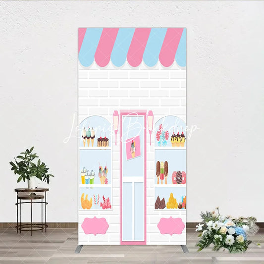 Lofaris Colorful Candy Shop Ice Cream Store Rectangle Arch Backdrop Sweet Dessert Table Birthday Party Decor