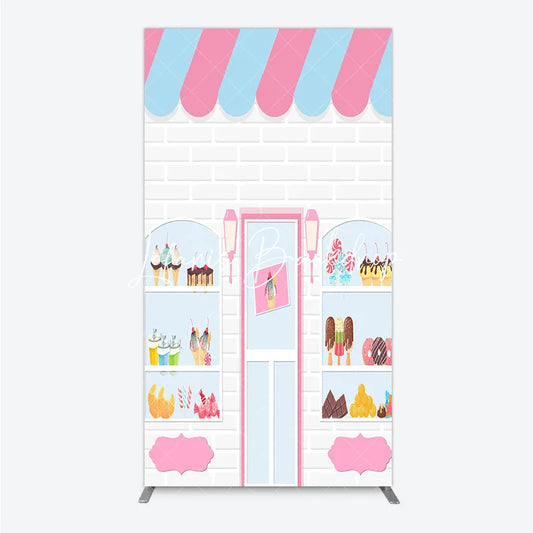 Lofaris Colorful Candy Shop Ice Cream Store Rectangle Arch Backdrop Sweet Dessert Table Birthday Party Decor