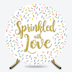 Lofaris Colorful Candy Sprinkled With Love Round Backdrop