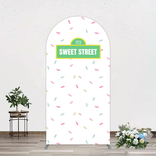 Lofaris Colorful Candy Sweet Street Birthday Arch Backdrop