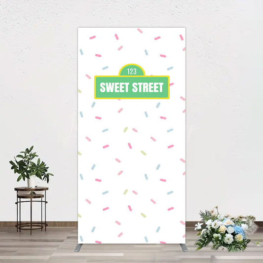 Lofaris Colorful Candy Sweet Street Birthday Rectangle Backdrop