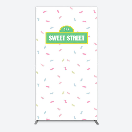 Lofaris Colorful Candy Sweet Street Birthday Rectangle Backdrop