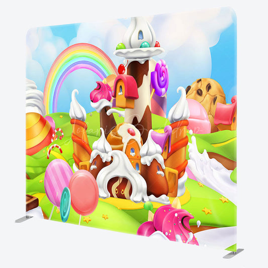 Lofaris Colorful Candyland Birthday Square Tension Backdrop