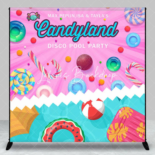 Lofaris Colorful Candyland Disco Pool Party Custom Backdrop Playful Summer Birthday Celebration Decor