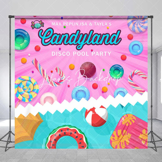Lofaris Colorful Candyland Disco Pool Party Custom Backdrop Playful Summer Birthday Celebration Decor