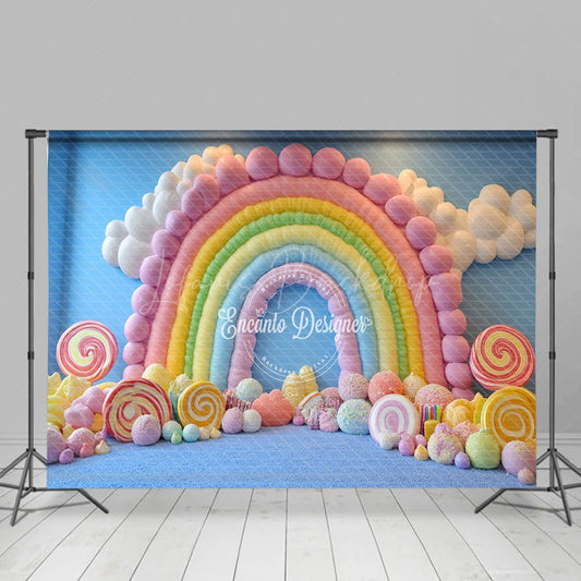 Lofaris Colorful Candyland Fairy Rainbow Cake Smash Backdrop