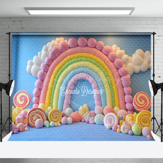 Lofaris Colorful Candyland Fairy Rainbow Cake Smash Backdrop