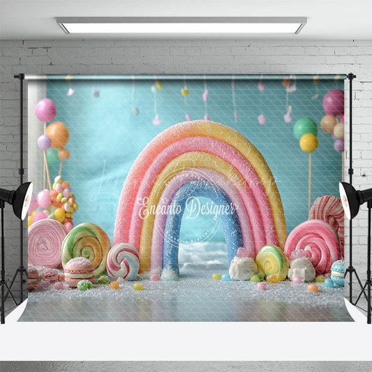 Lofaris Colorful Candyland Rainbow Fairy Cake Smash Backdrop