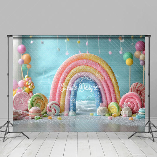 Lofaris Colorful Candyland Rainbow Fairy Cake Smash Backdrop