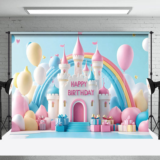 Lofaris Colorful Castle Balloons Gifts Cake Smash Backdrop