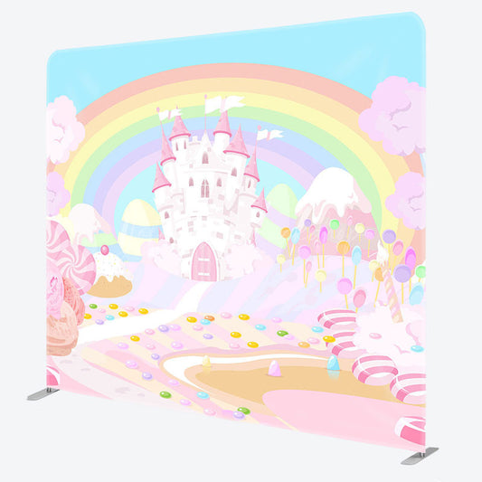Lofaris Colorful Castle Candyland Square Tension Backdrop