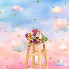 Lofaris Colorful Clouds Starry Birthday Cake Smash Backdrop
