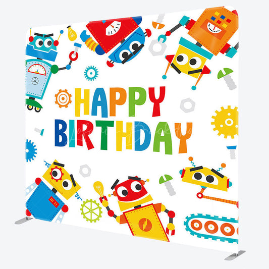 Lofaris Colorful Construction Site Robot Birthday Backdrop
