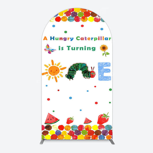 (Ship in 24HR) Lofaris Colorful Cute Caterpillar One Birthday Arch Backdrop