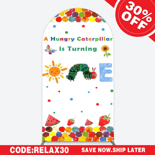 Lofaris Colorful Cute Caterpillar One Birthday Arch Backdrop