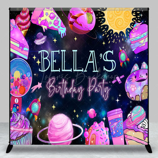 Lofaris Colorful Dessert Galaxy Custom Name Birthday Backdrop
