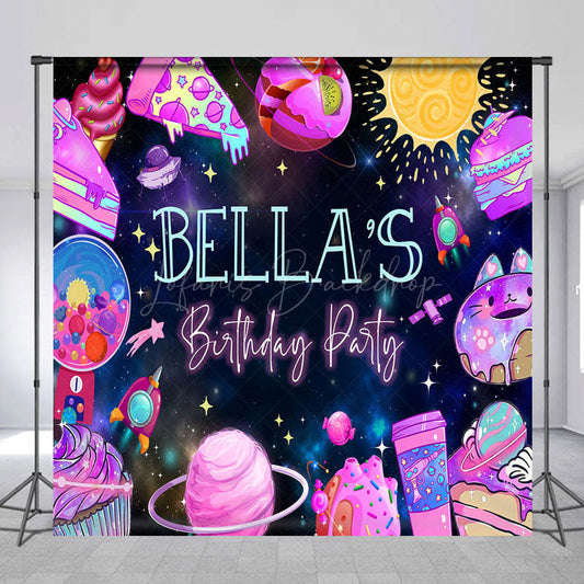 Lofaris Colorful Dessert Galaxy Custom Name Birthday Backdrop